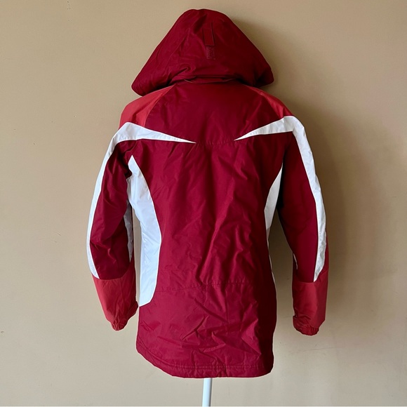 Columbia Sportwear Company Medium Red White Winter Coat Jacket Detachable Hood - Picture 15 of 16
